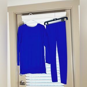 Zenana Size Small Bright Blue Brushed Microfiber Loungewear Set